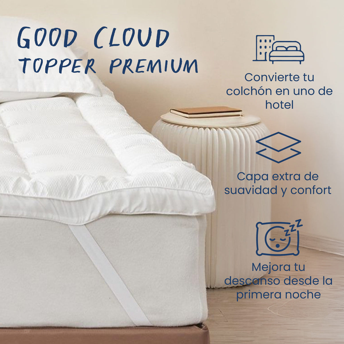 Topper Good Cloud dando sensación de dormir en una nube