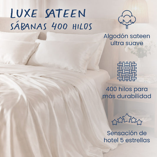 Set 2x Sábanas 400 Hilos - Luxe Sateen Blanco