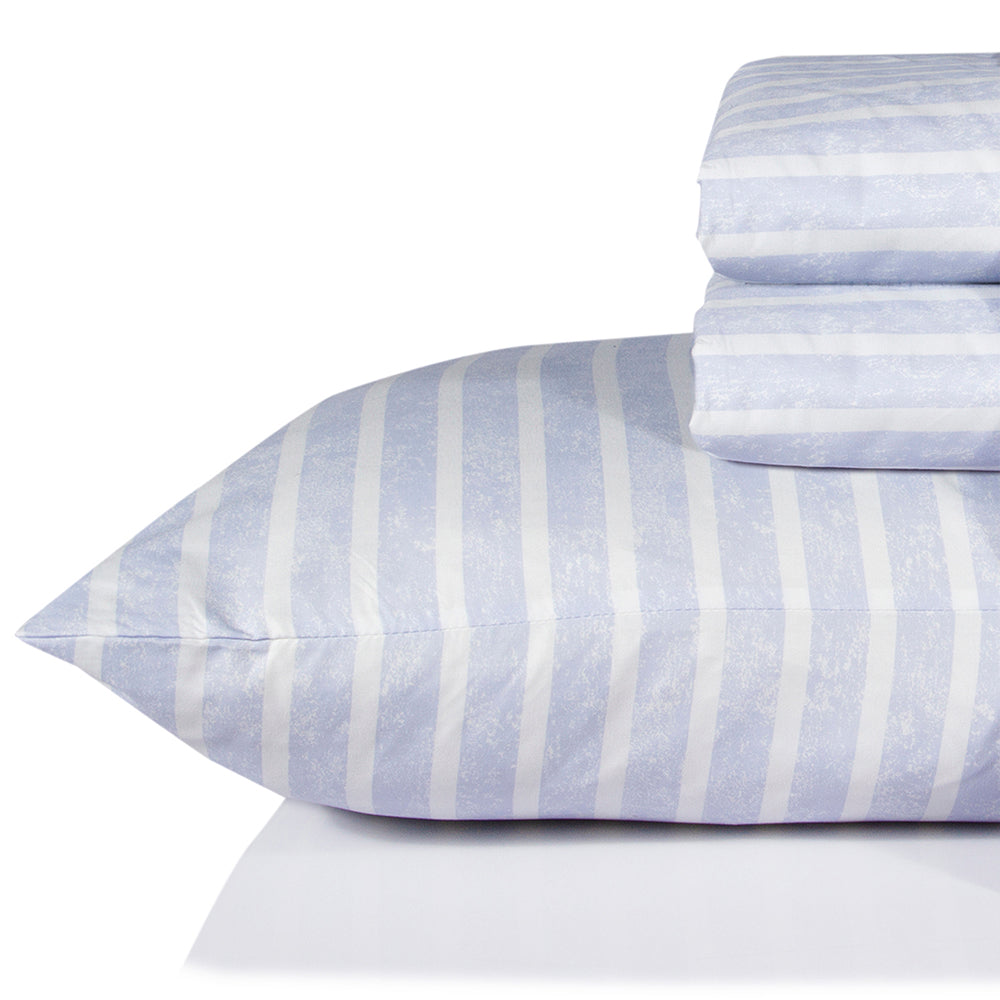 Set Sábanas Estampadas Nautica - Celeste Rayas
