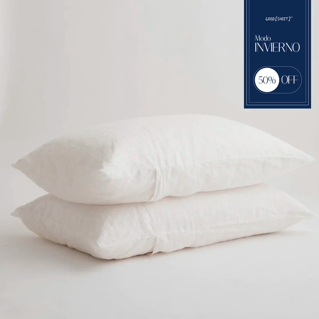 2 Fundas de almohada 200 Hilos  color blanco 50x70