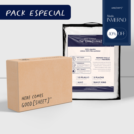 Pack Nube - Set sábanas egipcias + Topper Premium - 2 Plazas