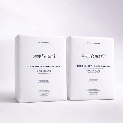 2X1 Set Sábanas 400 Hilos - Luxe Sateen Blanco