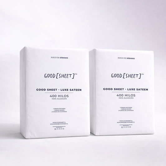 Set 2x Sábanas 400 Hilos - Luxe Sateen Blanco