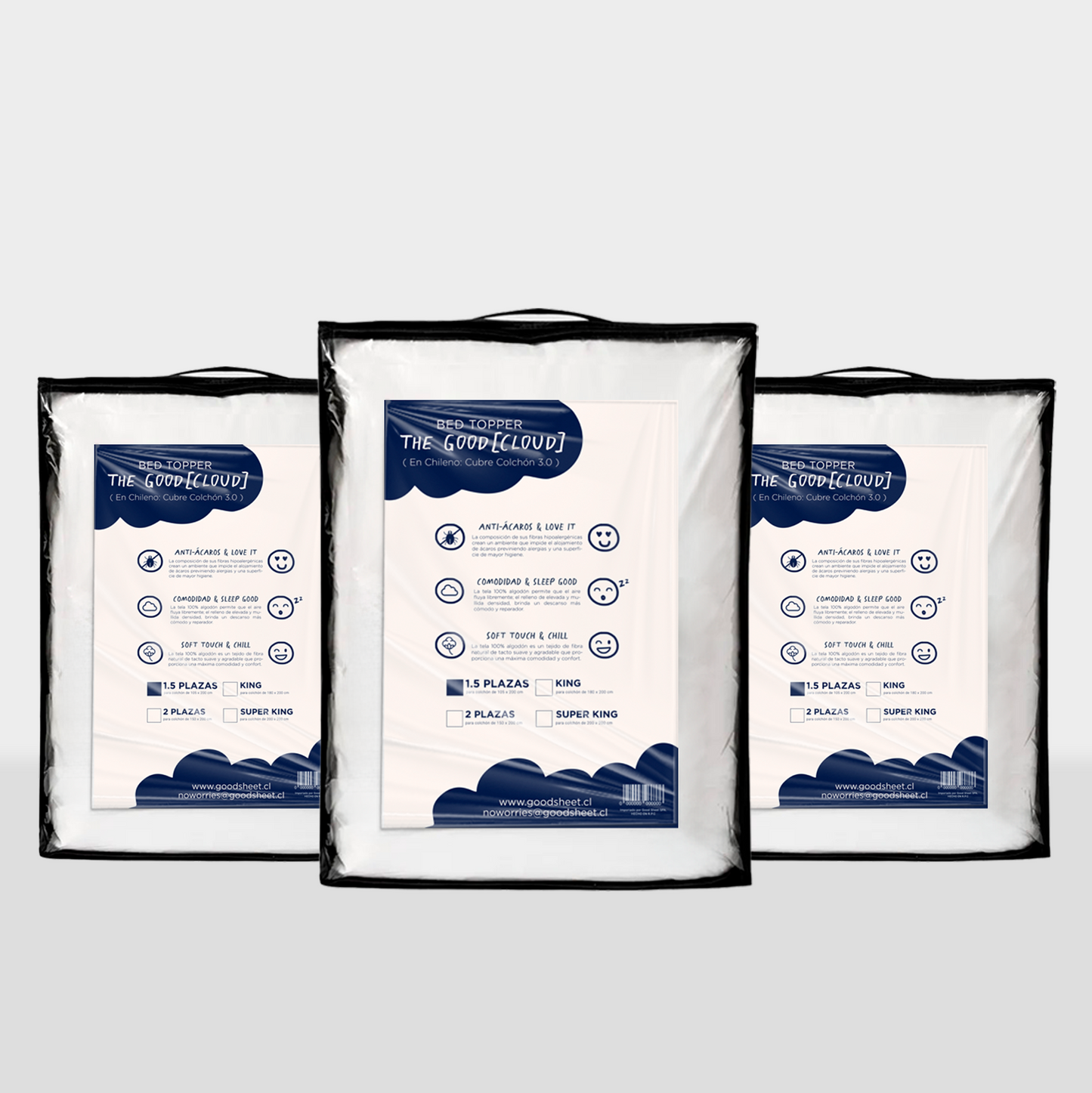 Pack Cloud Family - 2 Topper 1.5 Plazas + 1 Topper Matrimonial