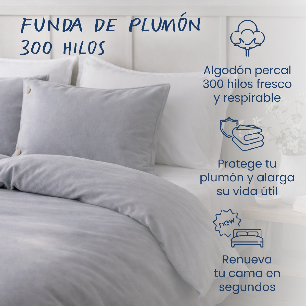 Funda de Plumon 300 Hilos - Good Cover Fresh Percale - Gris Oscuro