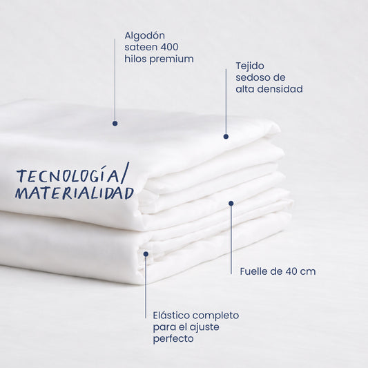 Set Sábanas 400 Hilos (Preventa)- Luxe Sateen Blanco
