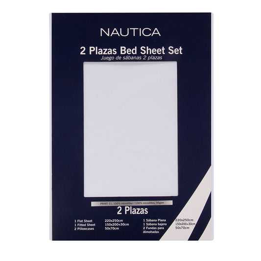 Set Sábanas Lisas Nautica - Blancas