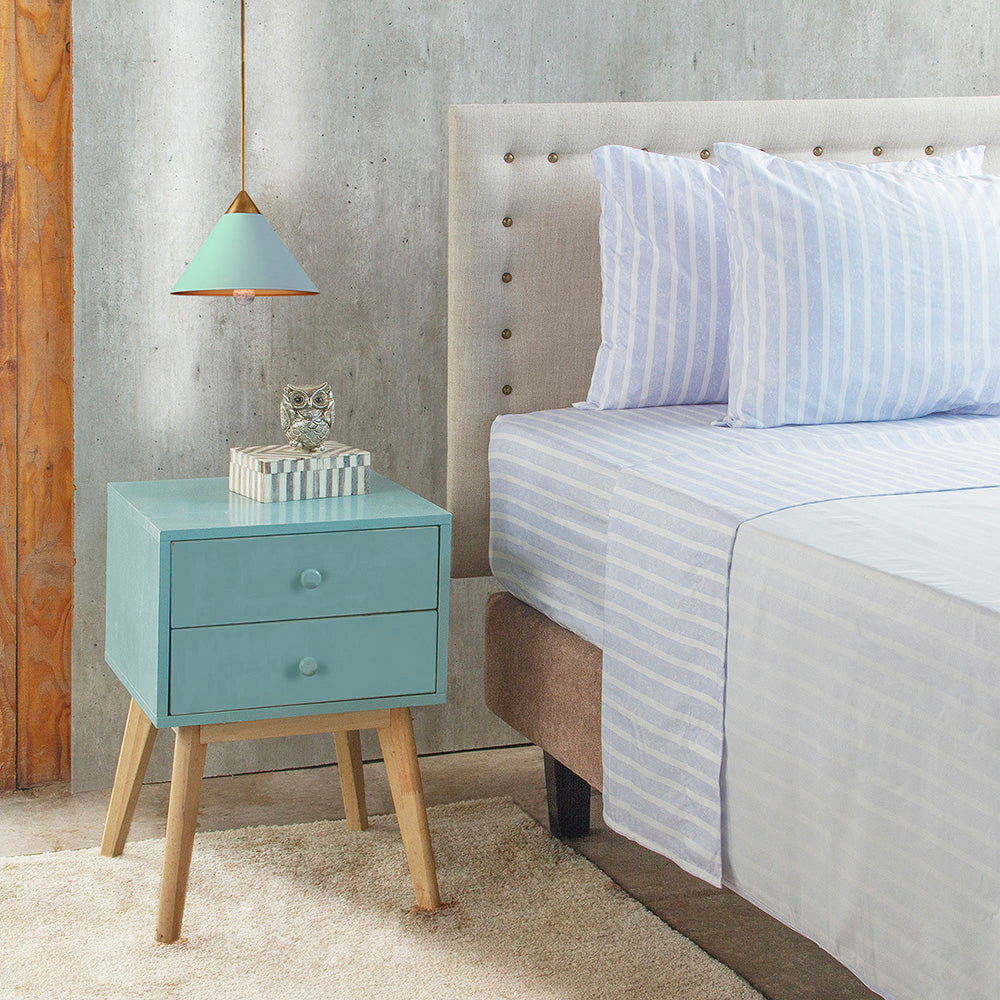 Set Sábanas Estampadas Nautica - Celeste Rayas